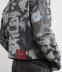 424 Blue Denim-Effect Trucker Leather Jacket