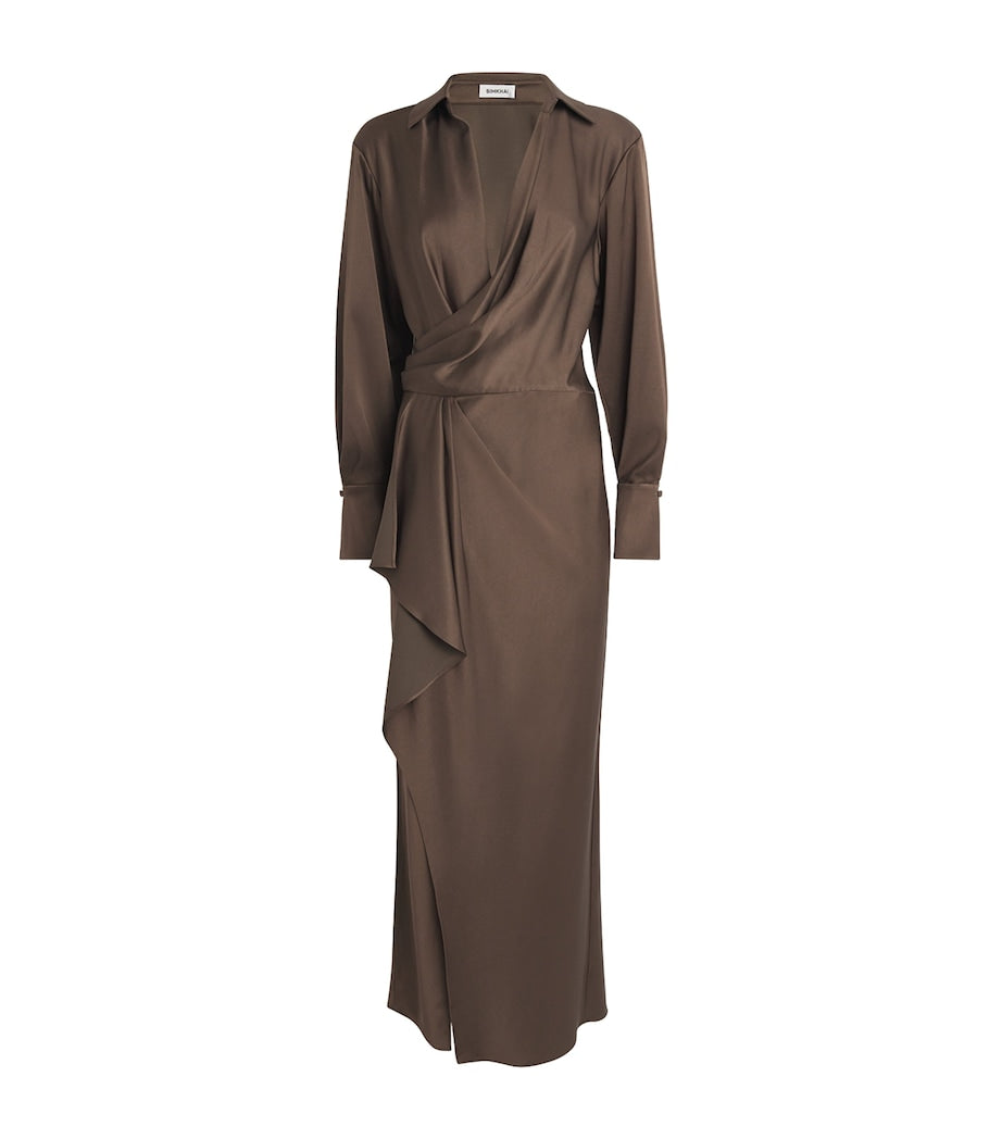 Satin Draped Talita Midi Dress COCOA