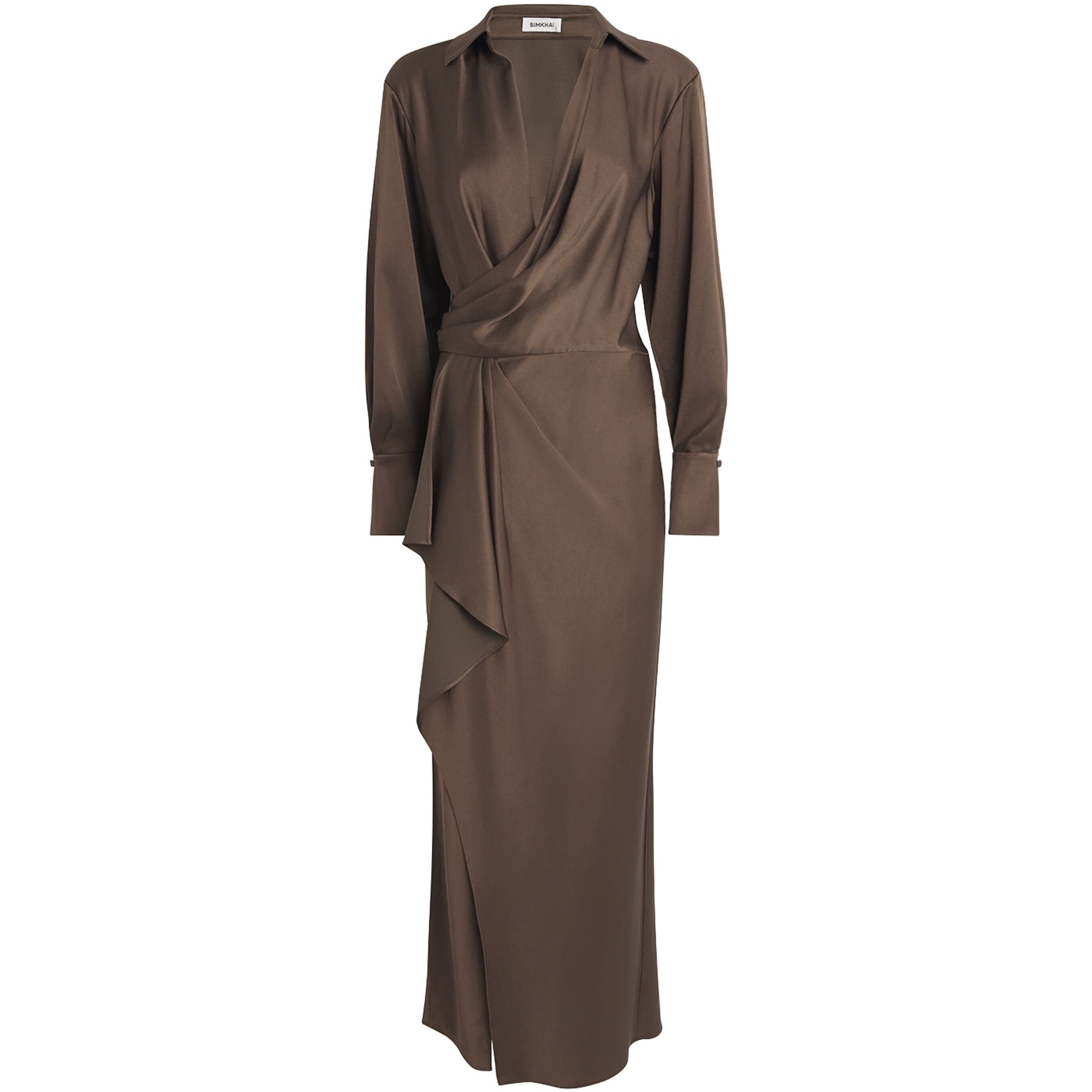 Satin Draped Talita Midi Dress COCOA