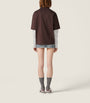 Miu Miu Brown Cotton Stripe-Sleeve Polo Shirt