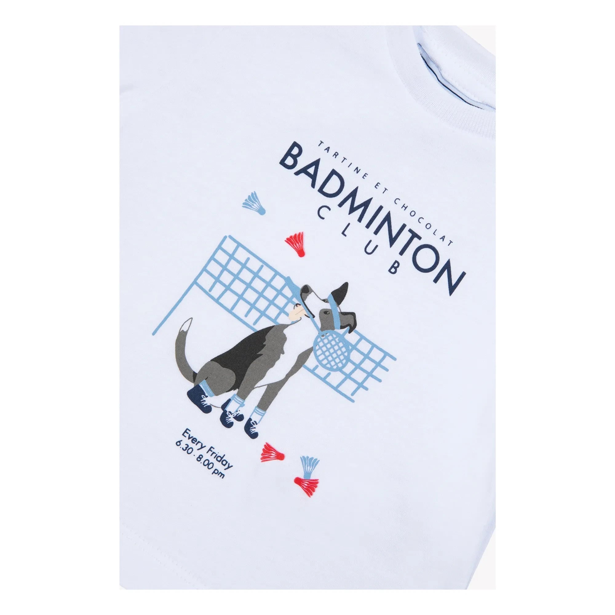 Tartine et Chocolat - Badminton Club Dog T-shirt | White