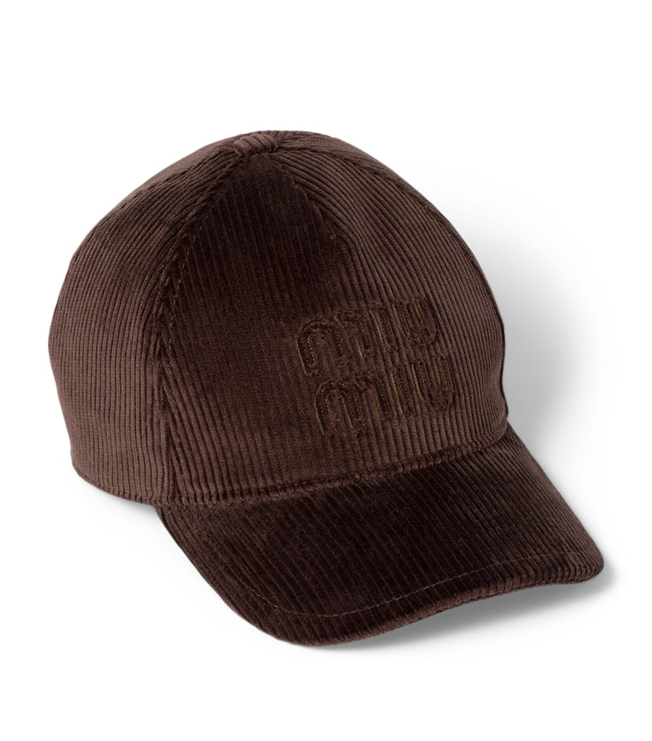Brown Corduroy Logo Baseball Cap