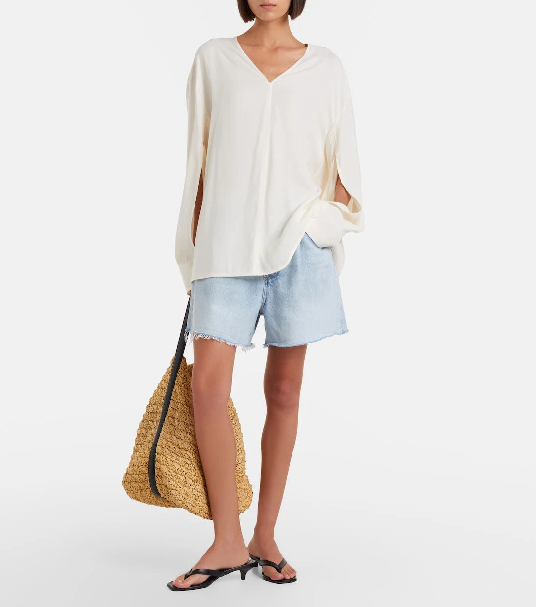 Agolde - Rhoda frayed denim shorts