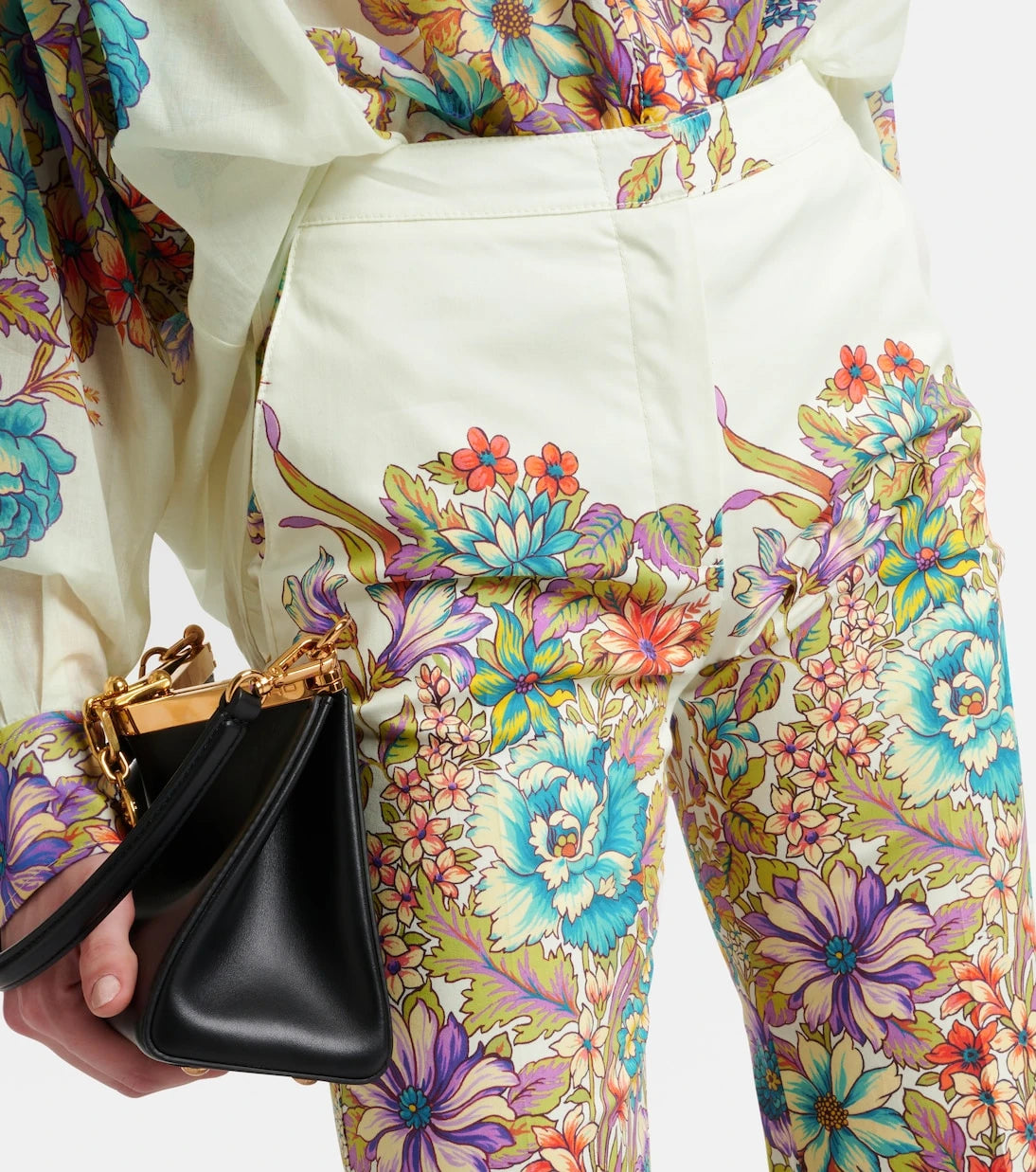 Etro - Floral cotton-blend flared pants