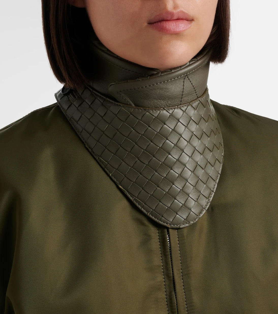 Bottega Veneta - Intrecciato leather-trimmed bomber jacket