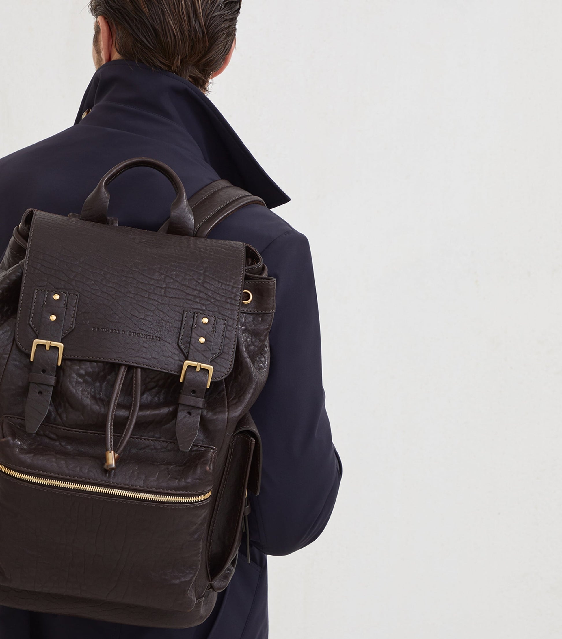 Brunello Cucinelli Leather Flap Closure Backpack