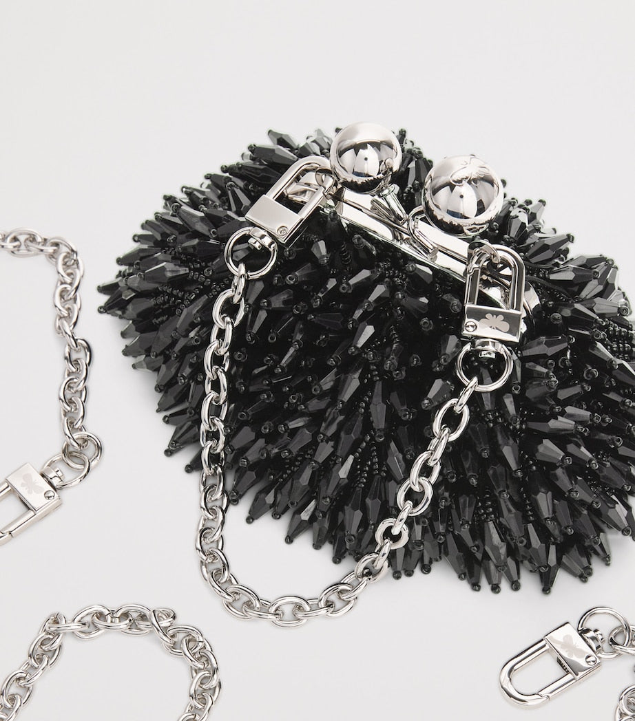 Weekend Max Mara Black Embellished Satin Pasticcino Nano Bag