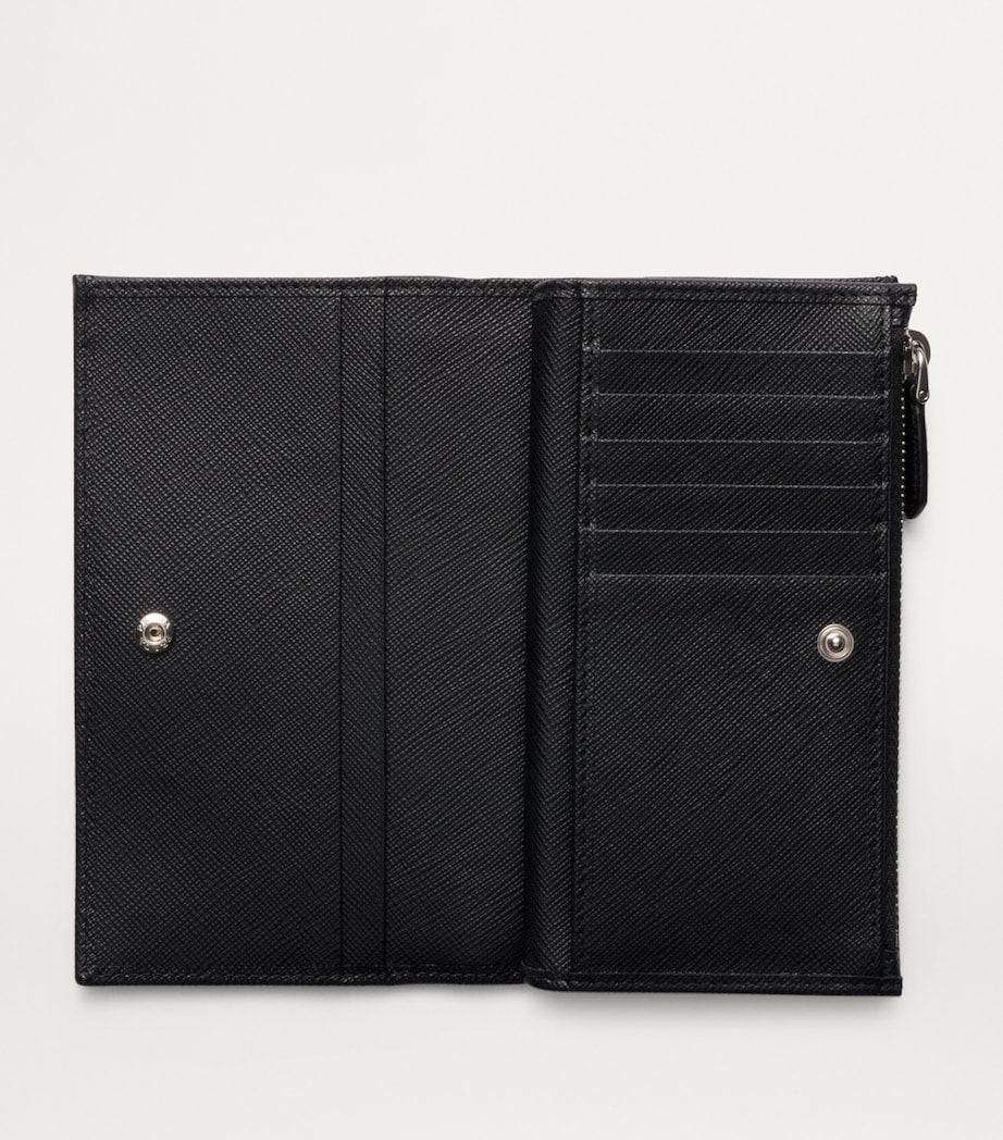 Prada Black Large Saffiano Leather Wallet