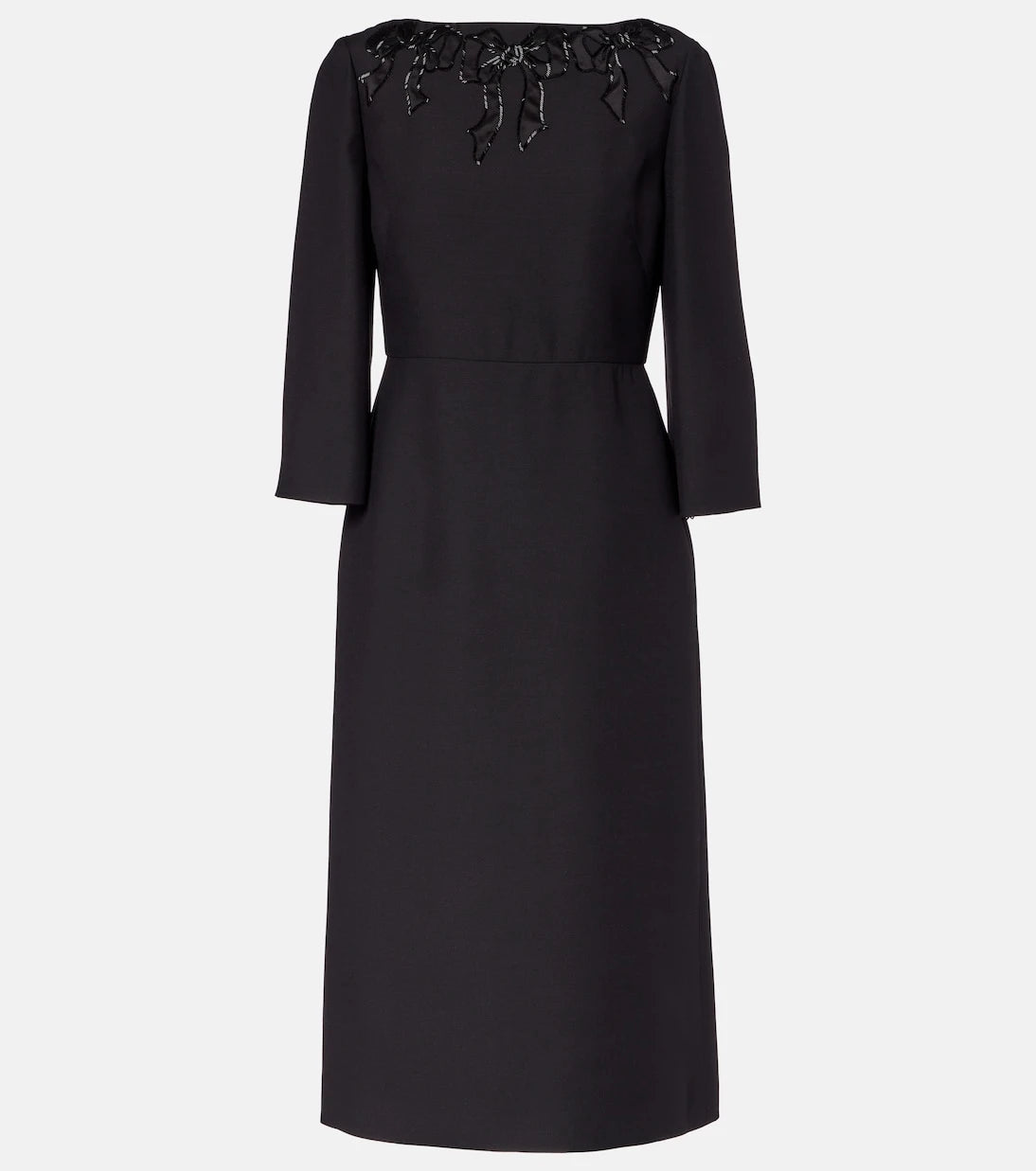 Valentino - Embroidered wool and silk midi dress