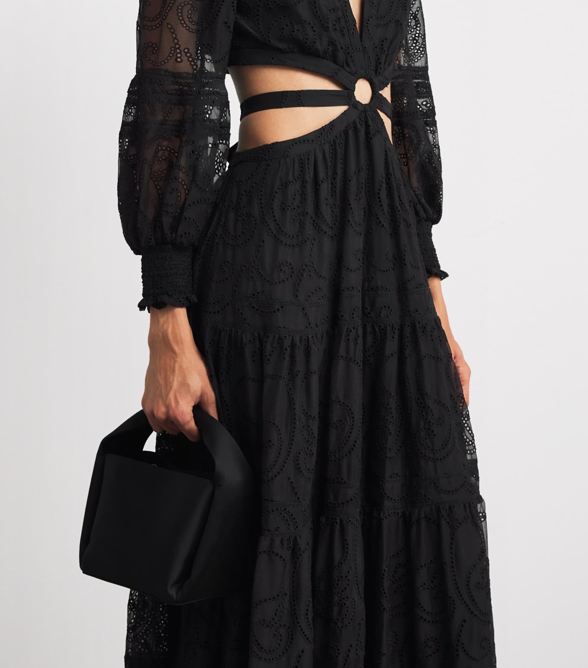 Alice+Olivia Black Patricia Tiered Maxi Dress