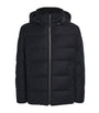 Yves Salomon Navy Wool-Silk Green Storm System Mink-Trim Puffer Jacket