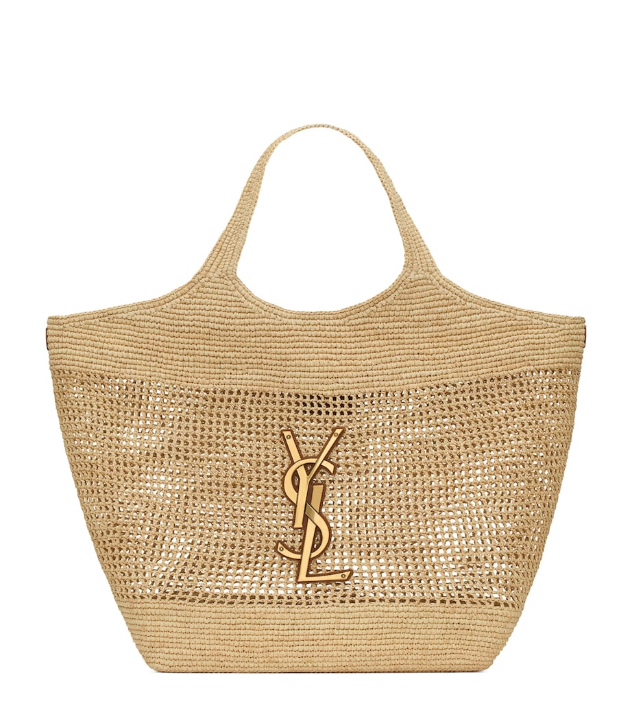 Saint Laurent Brown Raffia Icare Tote Bag