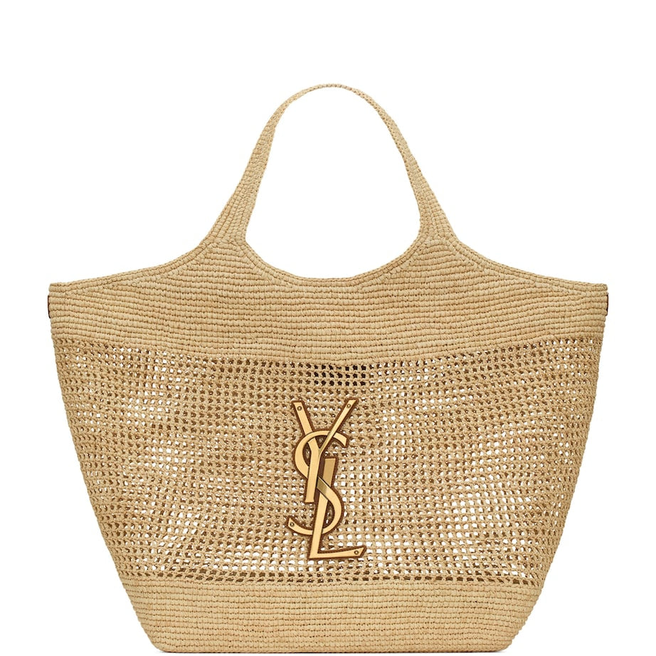 Saint Laurent Brown Raffia Icare Tote Bag