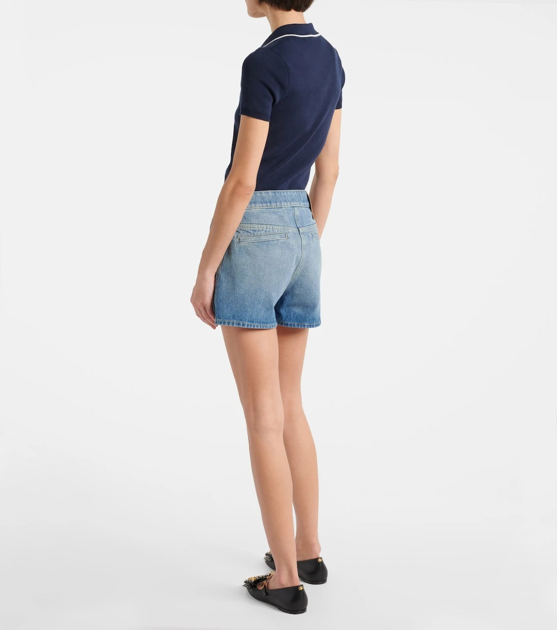 Valentino - VGold mid-rise denim shorts