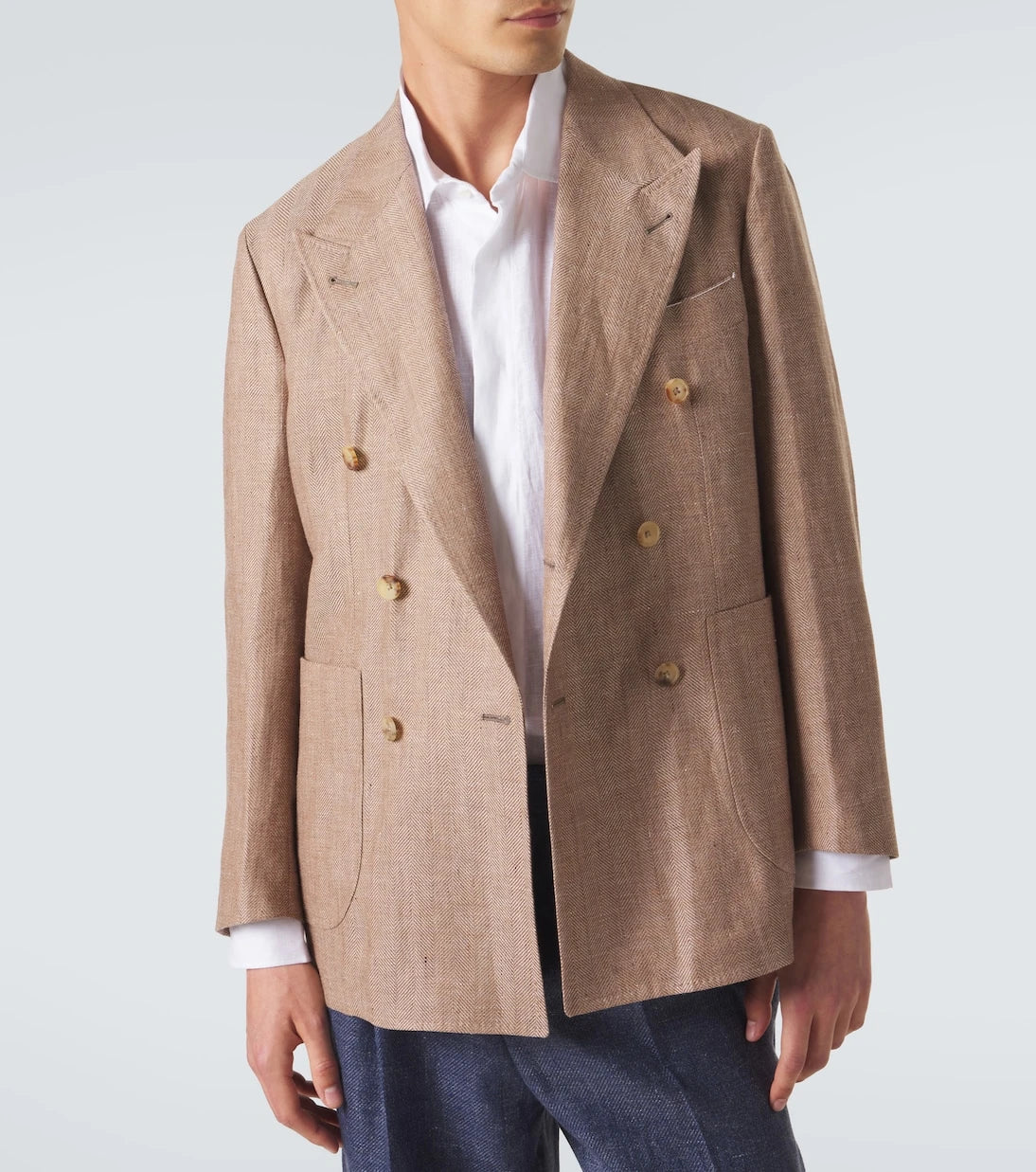 Rubinacci - Herringbone linen and wool blazer