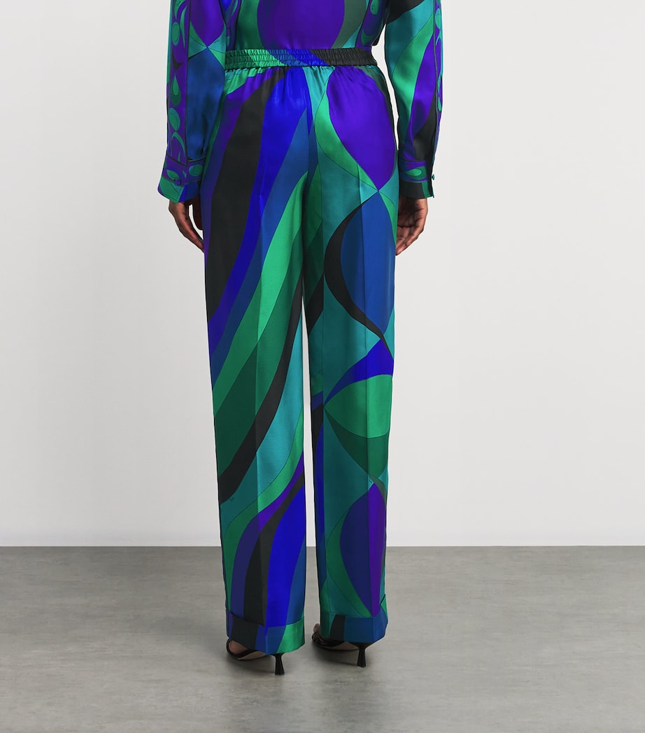Multi Silk Straight Trousers