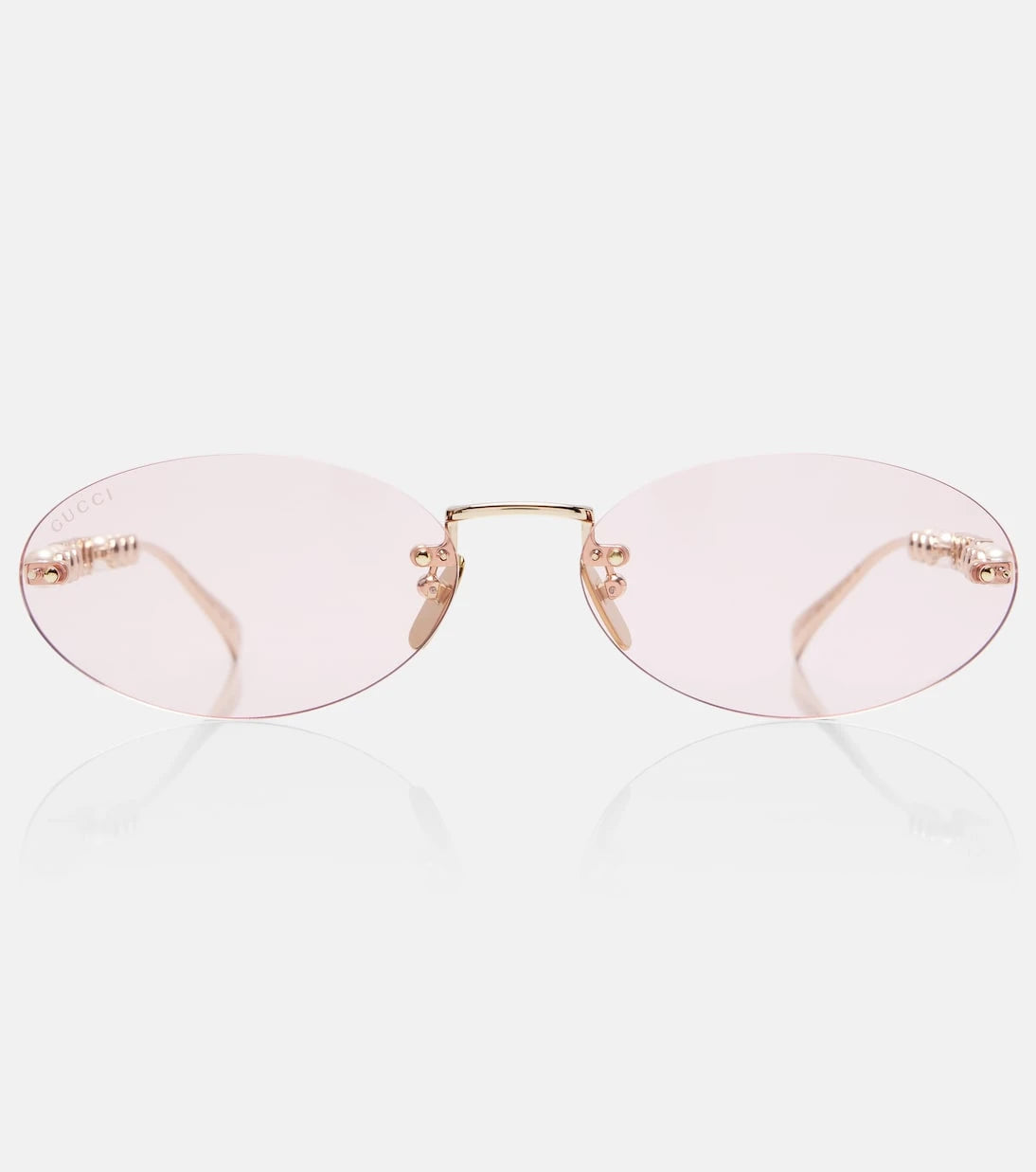 Gucci - Logolu, oval güneş gözlüğü