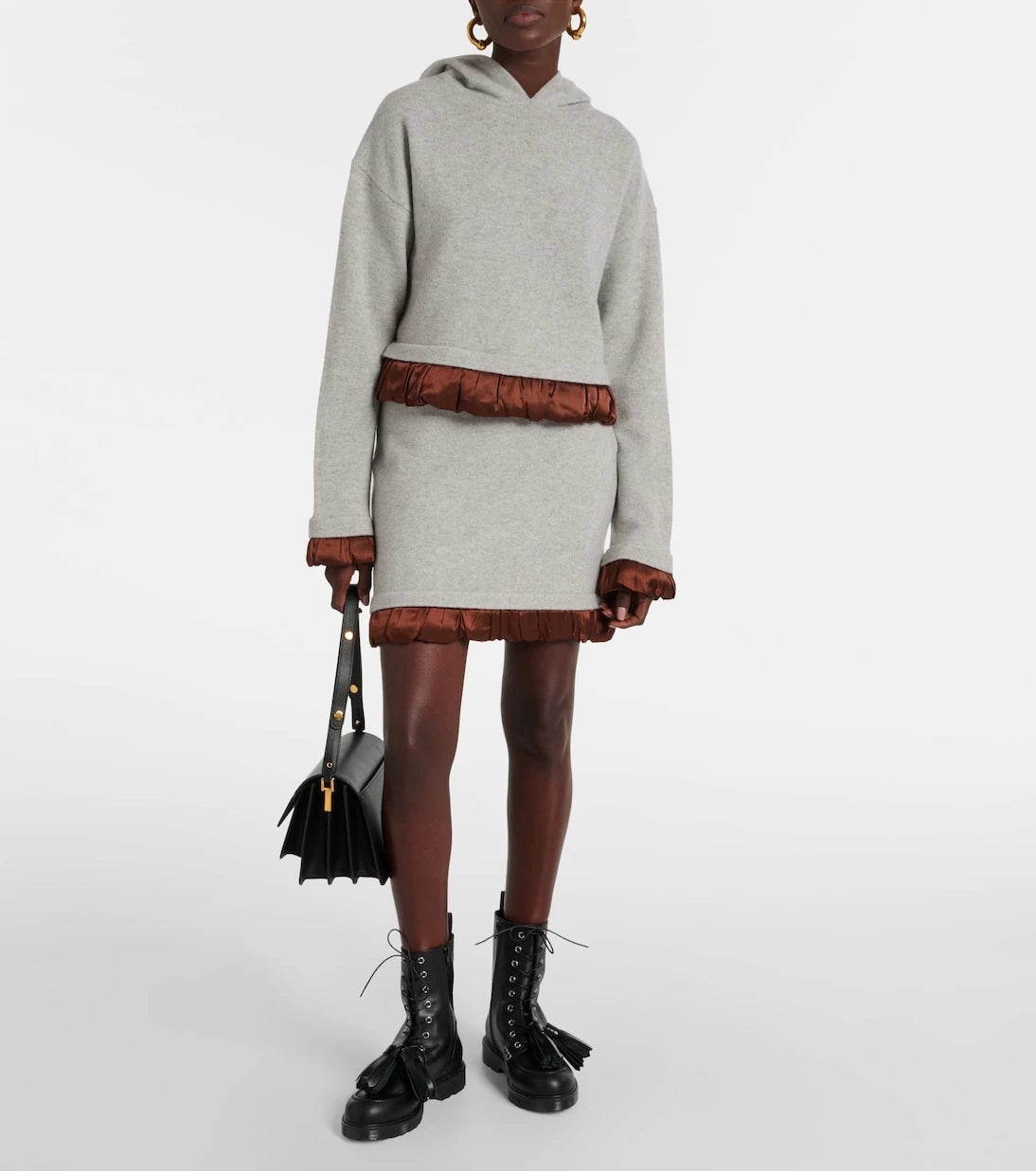 JW Anderson - Satin-trimmed wool-blend midi skirt