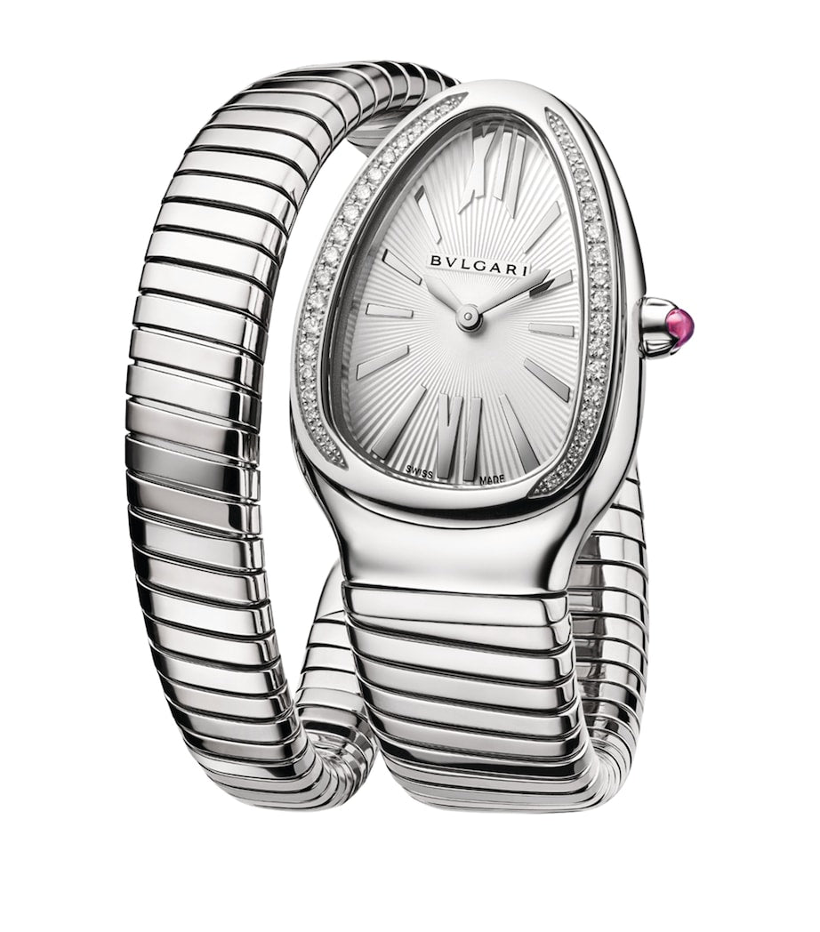 Stainless Steel and Diamond Serpenti Tubogas Watch 35mm