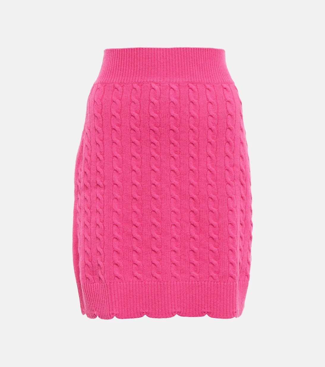 Patou - Scalloped cable-knit wool miniskirt