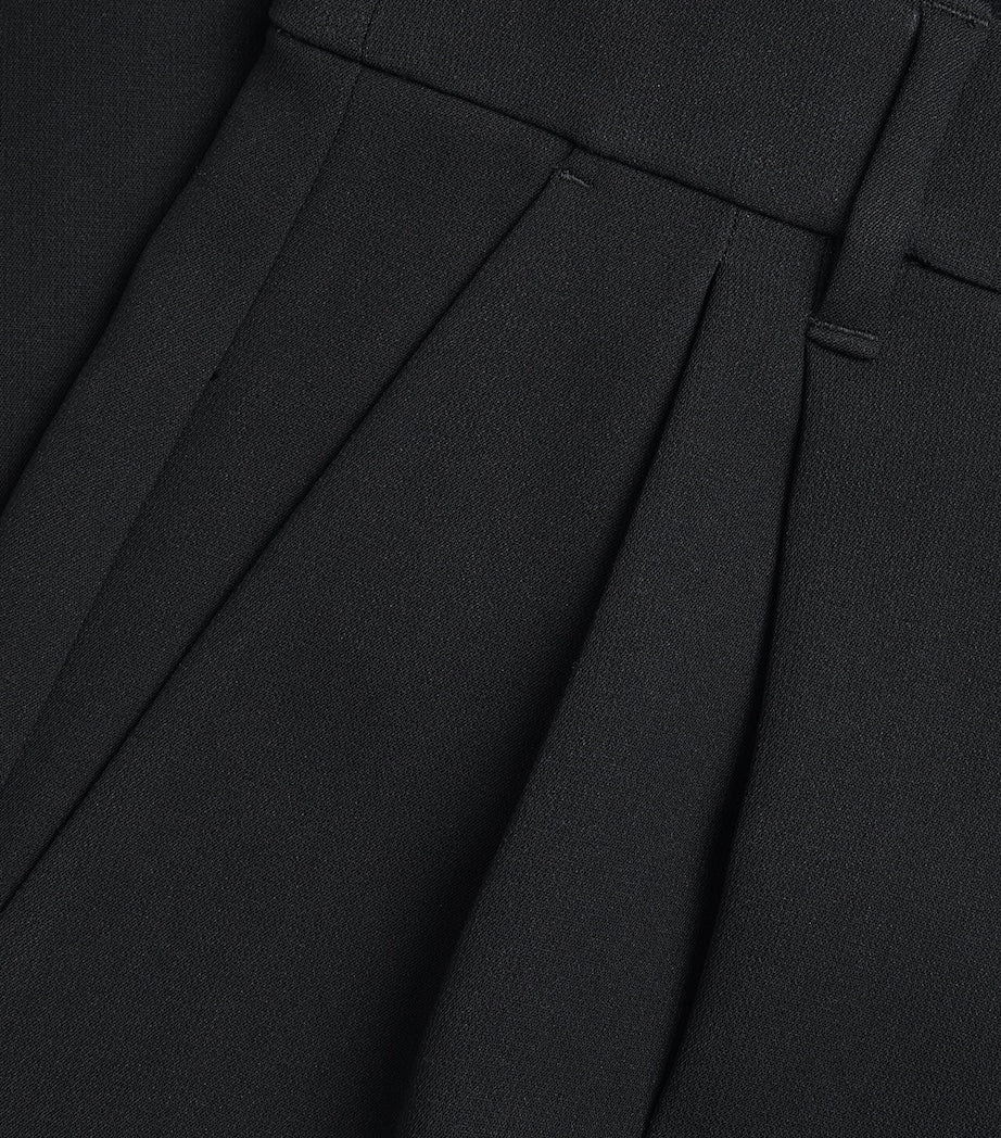 Black Double-Pleat Wide-Leg Trousers