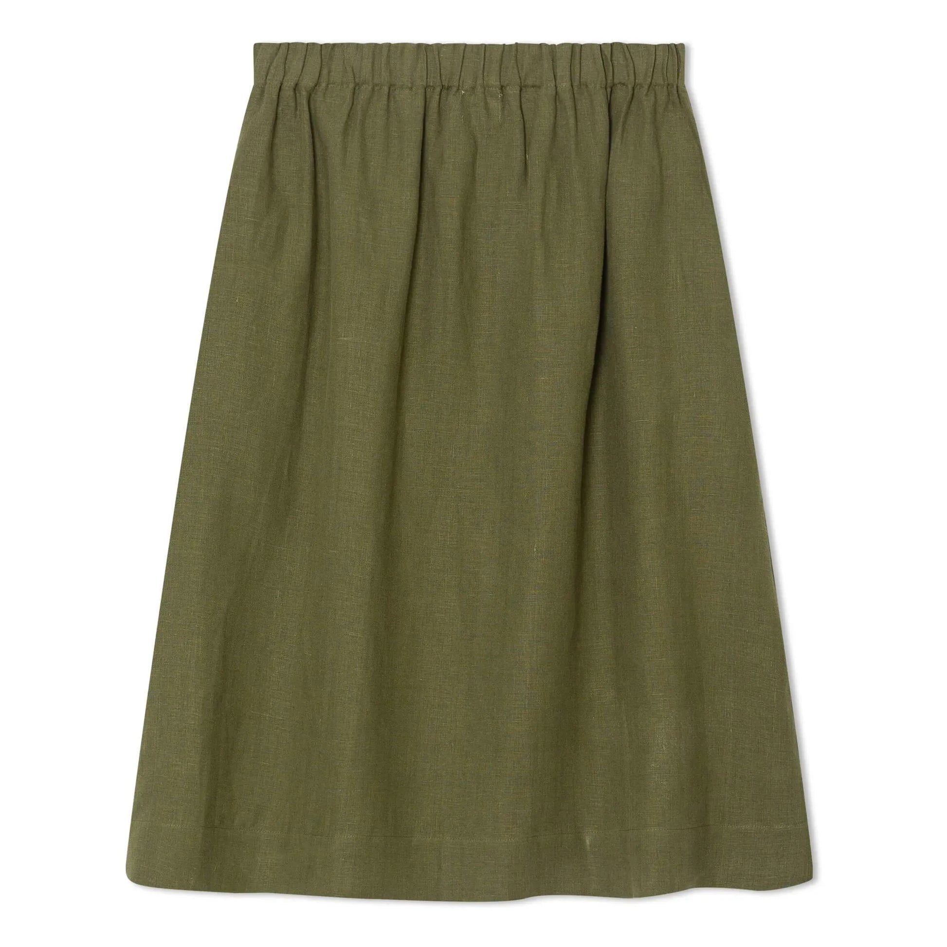 Matona - Linen Mi-Long Skirt | Olive