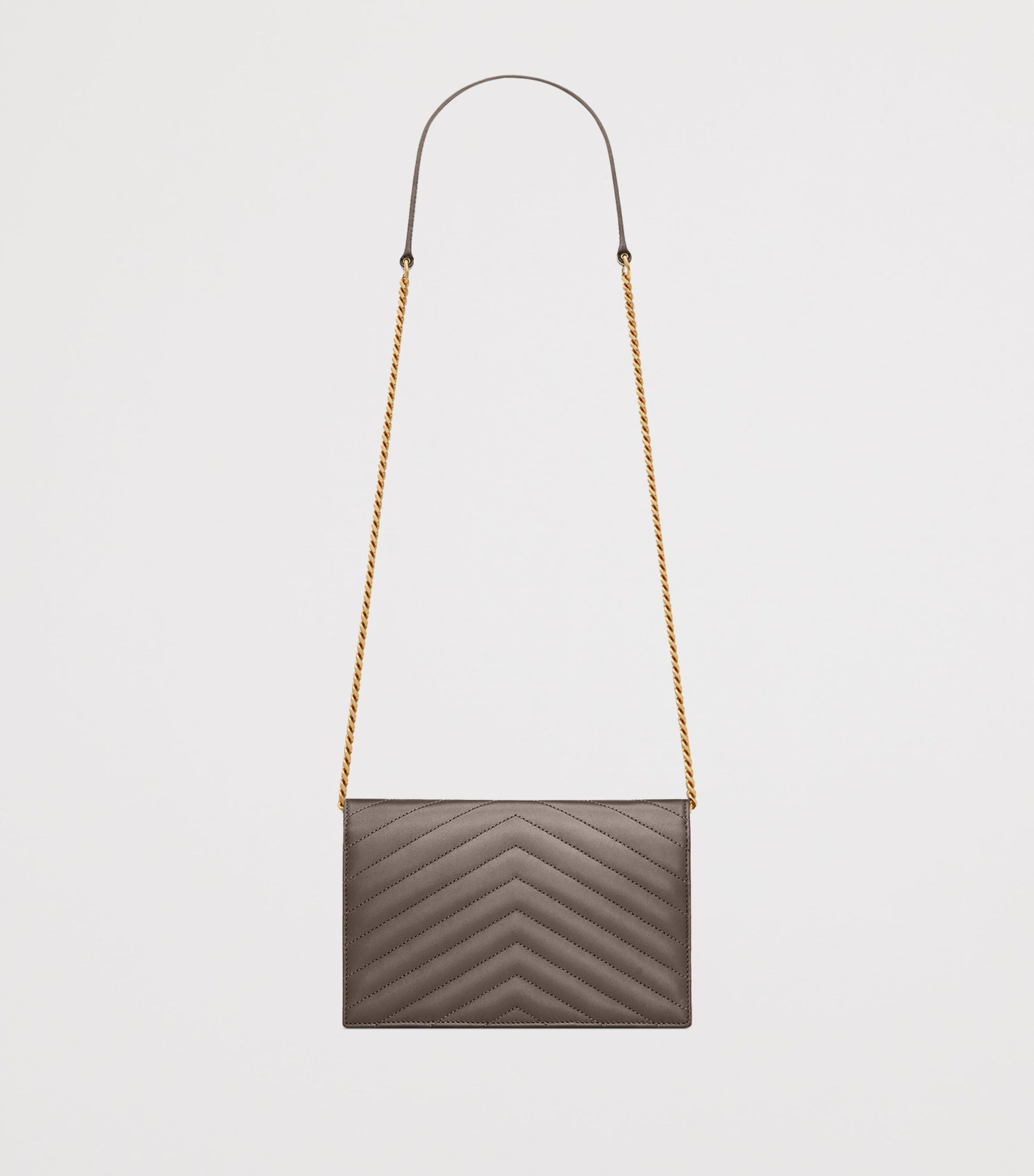 Saint Laurent Grey Leather Envelope Chain Wallet