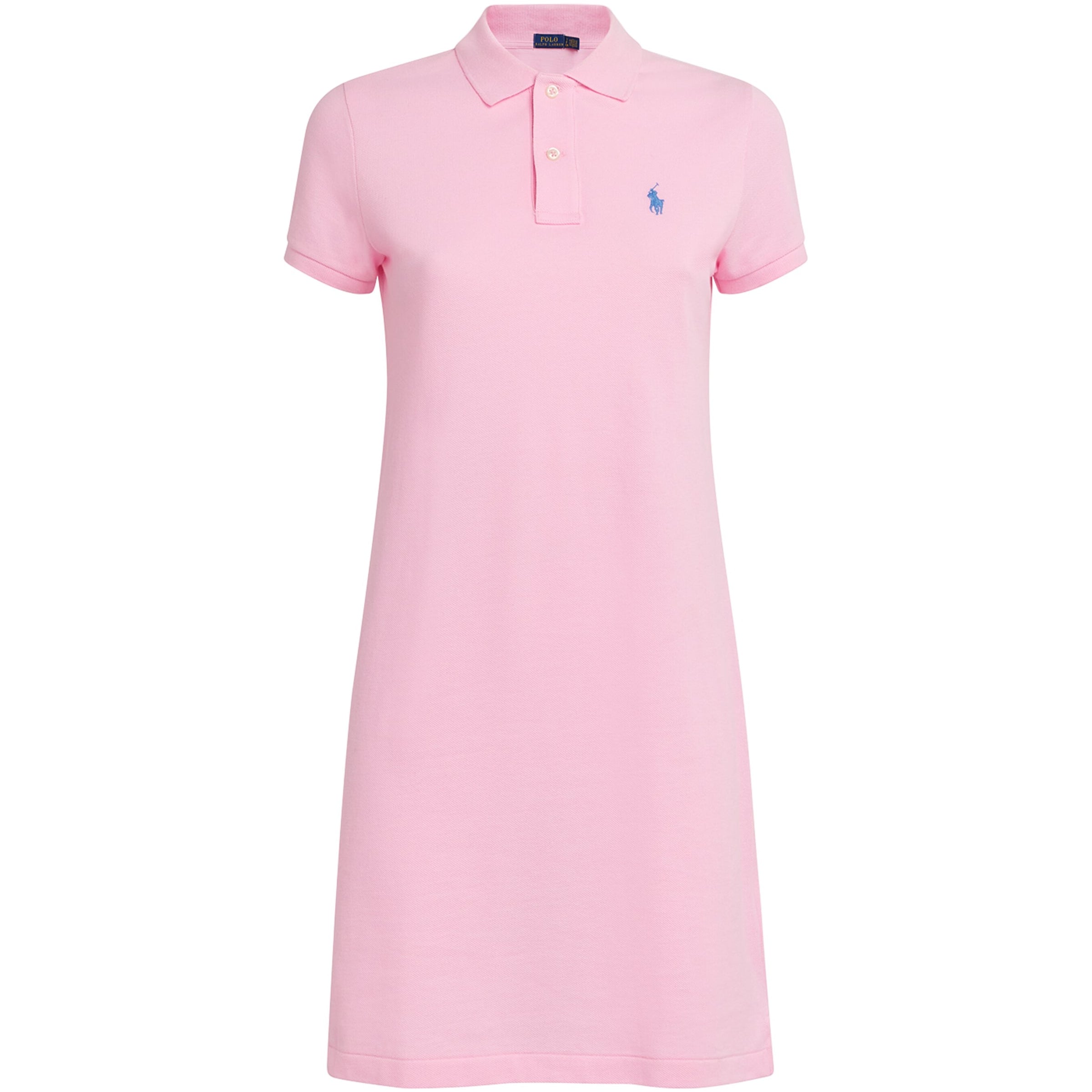 Pink Cotton Mesh Polo Dress