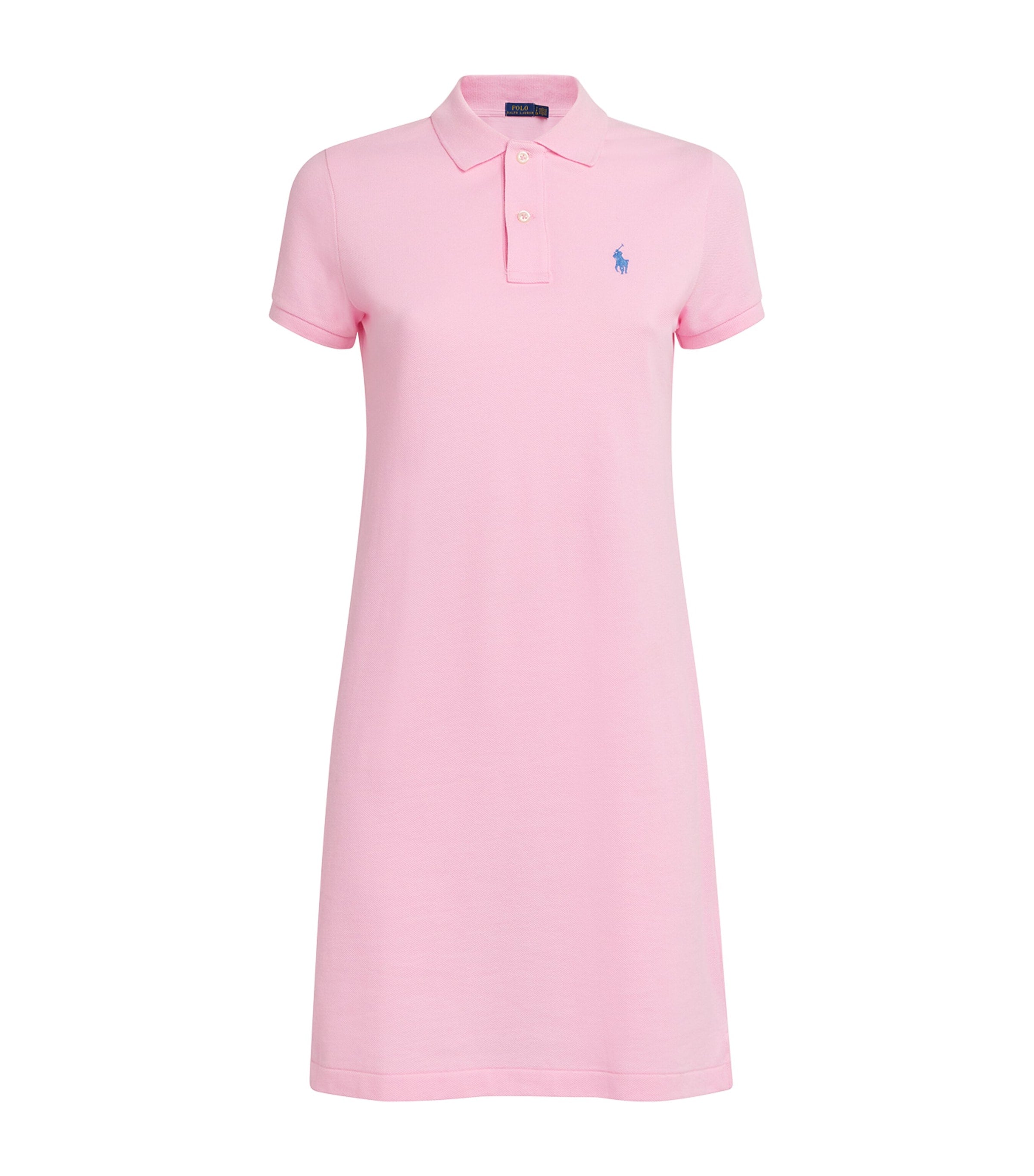 Pink Cotton Mesh Polo Dress
