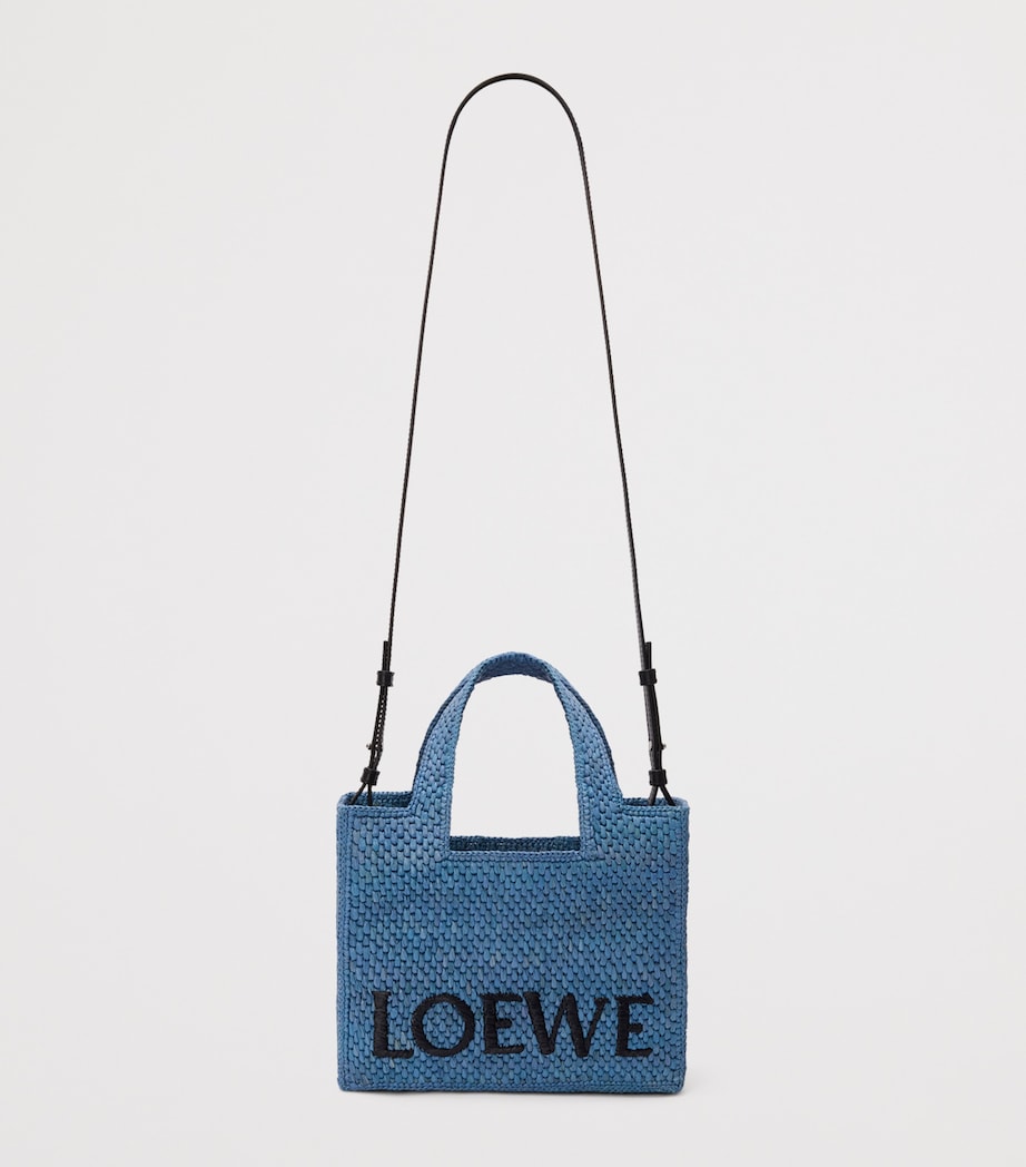 LOEWE Blue x Paula's Ibiza Small Raffia Font Tote Bag