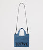 LOEWE Blue x Paula's Ibiza Small Raffia Font Tote Bag
