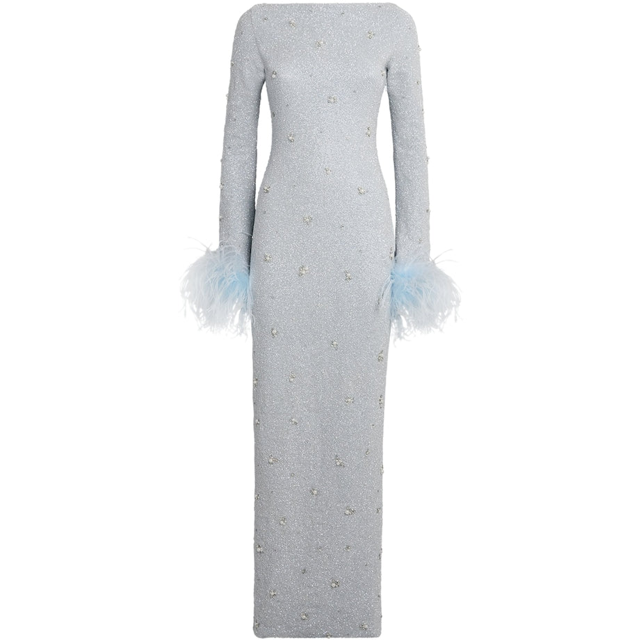 Clio Peppiatt Blue Embellished Mae Maxi Dress