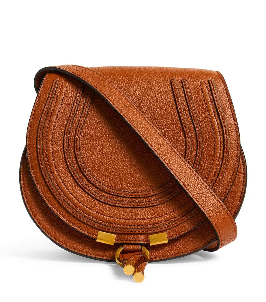Brown Small Leather Marcie Saddle Bag