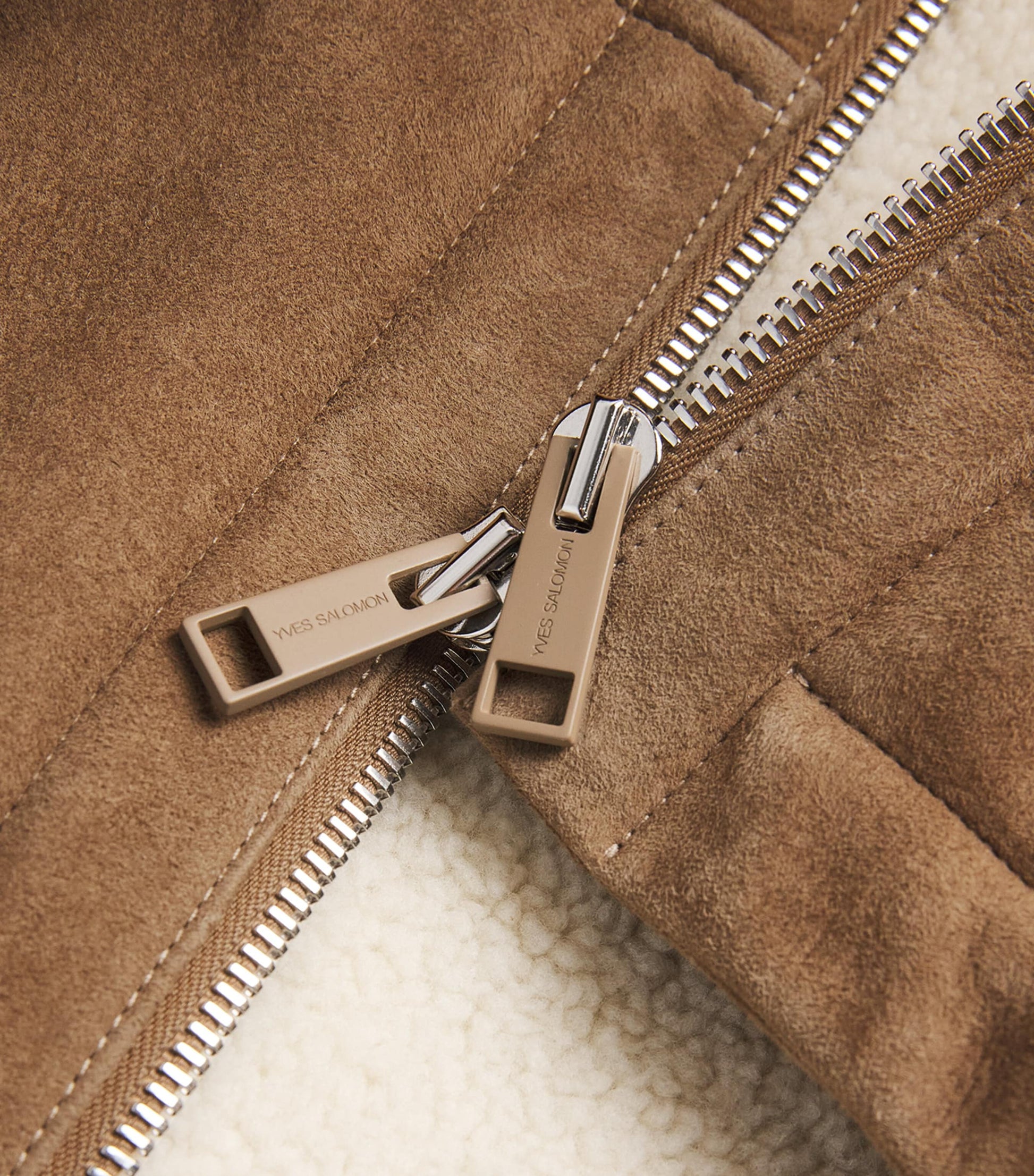 Yves Salomon Beige Shearling Reversible Hooded Jacket