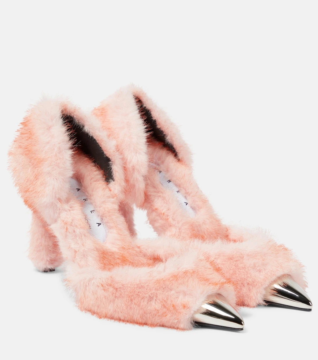 Area - Dagger faux fur-trimmed pumps