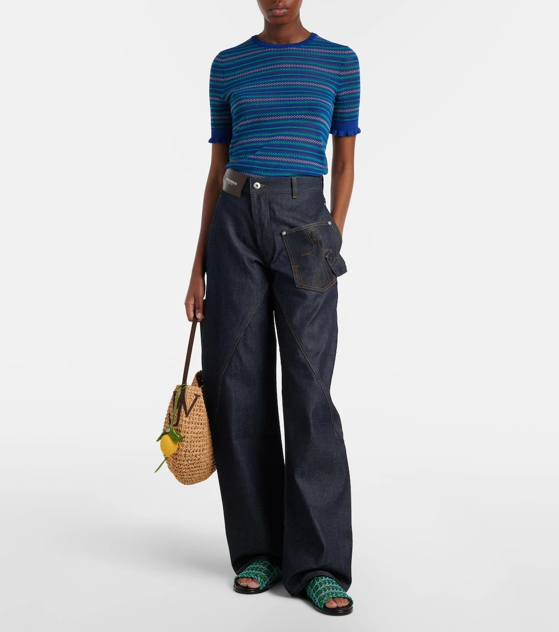 JW Anderson - Striped cotton-blend T-shirt