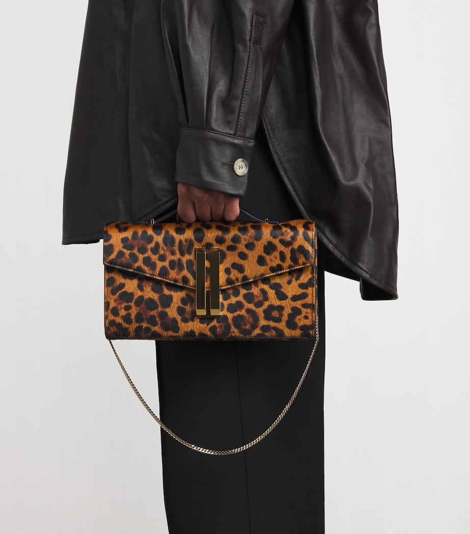 Demellier Multi Leopard-Effect Calf Hair Vancouver Clutch