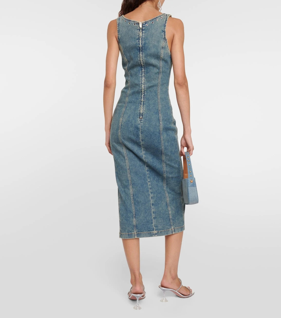 Blumarine - Embellished denim midi dress