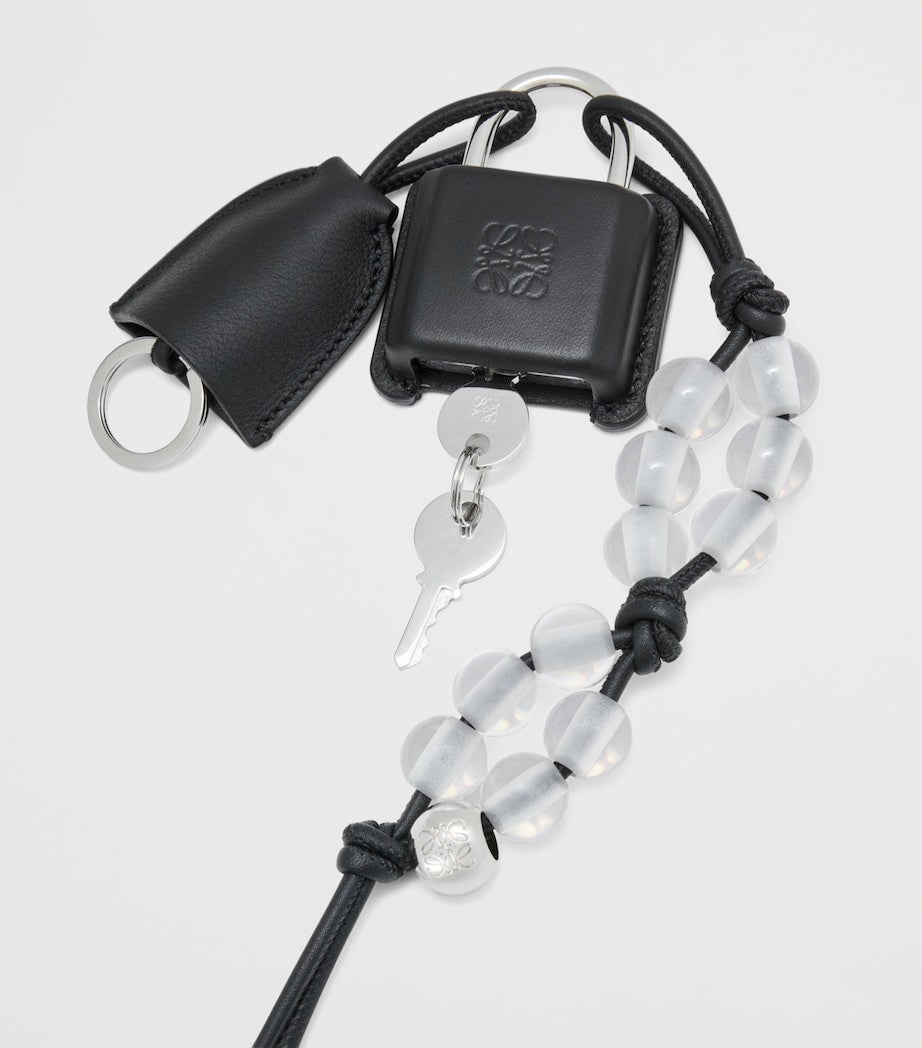 LOEWE Black Leather Amazona Padlock Bag Charm