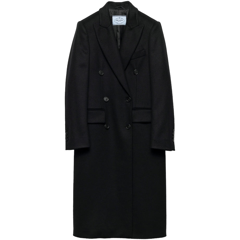 Prada Black Cashmere Double-Breasted Coat