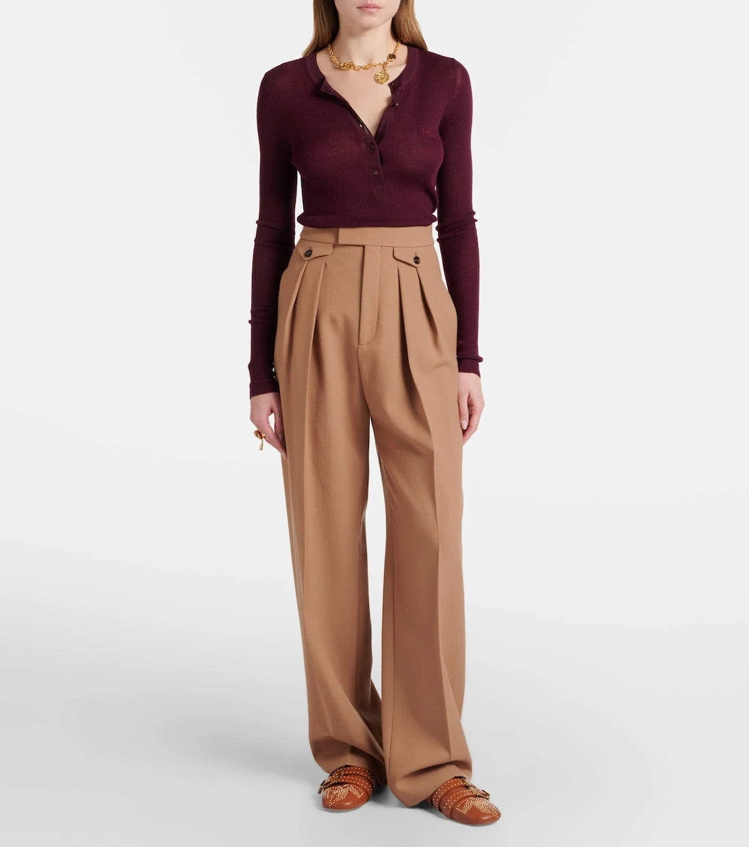 Chloé - Virgin wool gabardine wide-leg pants