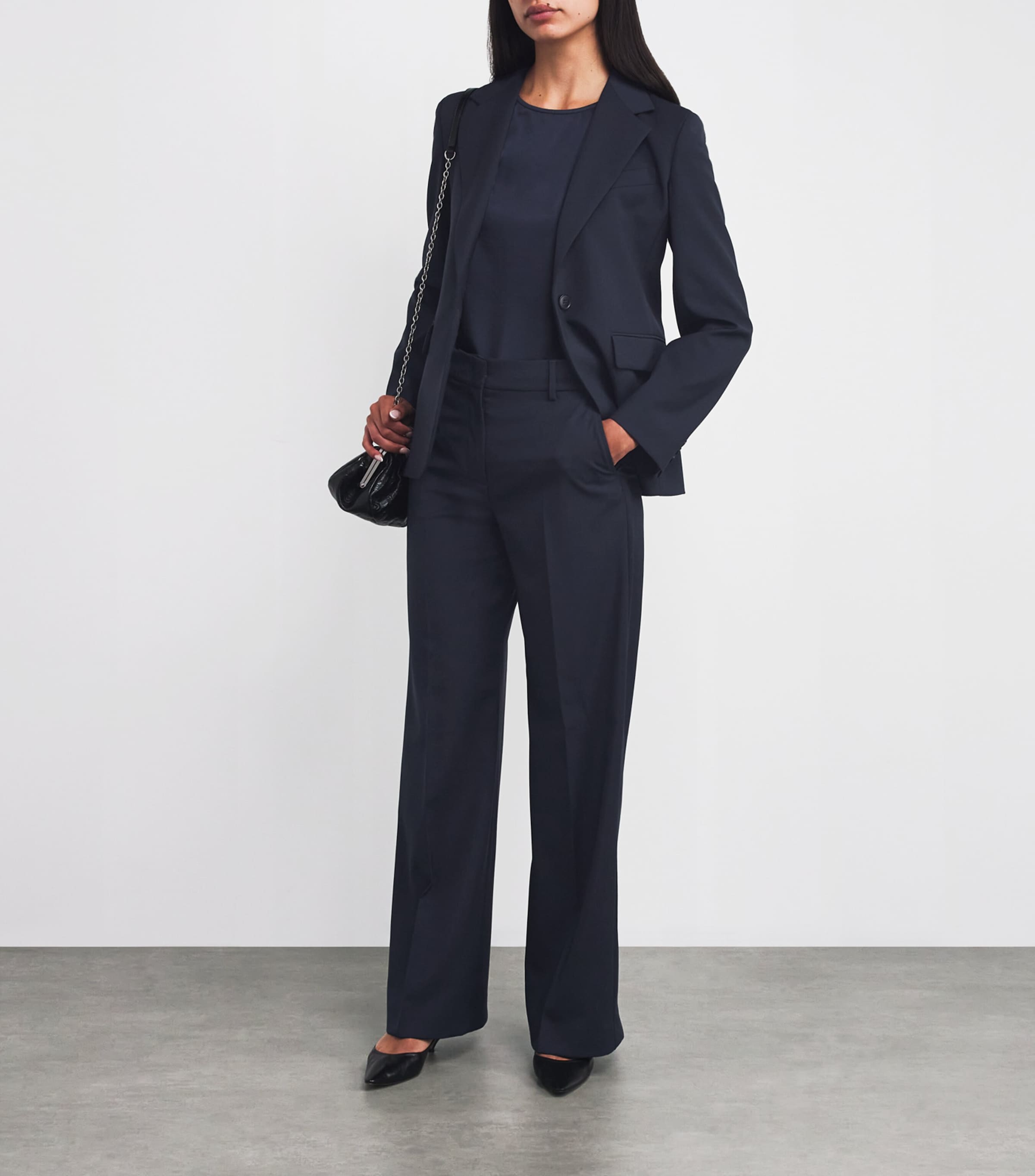 Weekend Max Mara Blue Virgin Wool Wide-Leg Trousers