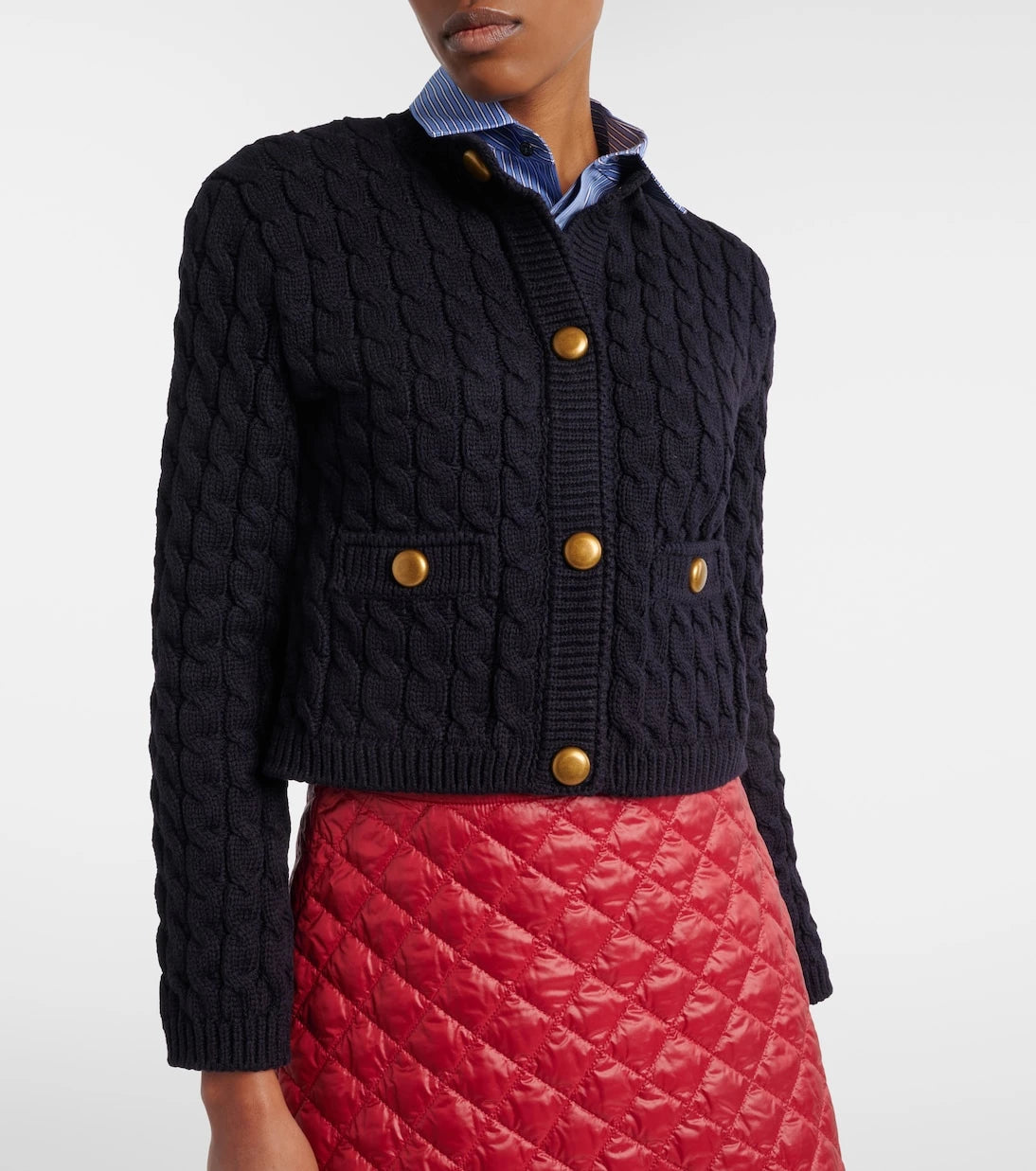 Moncler - Cable-knit cotton-blend cardigan