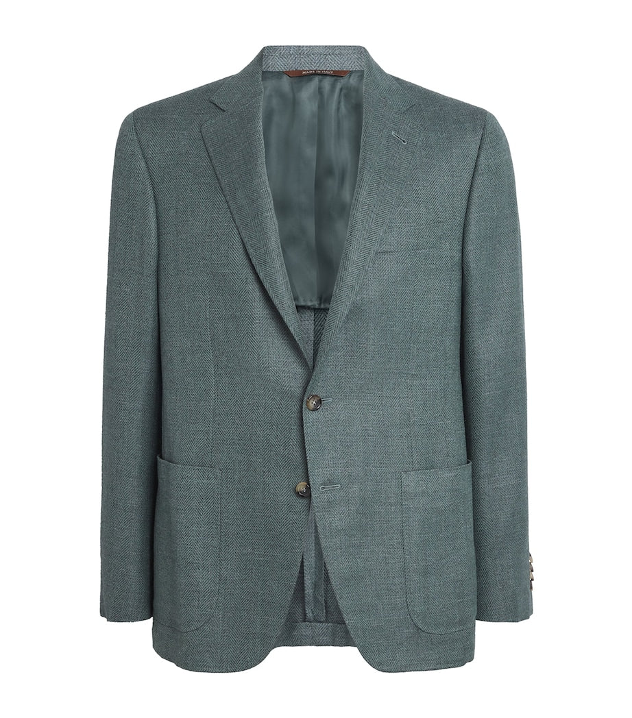 Canali Green Wool-Blend Tailored Blazer