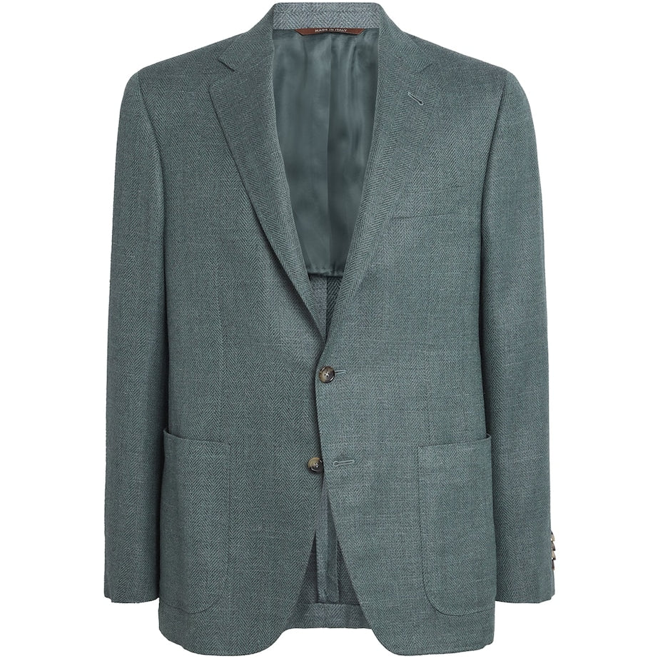 Canali Green Wool-Blend Tailored Blazer