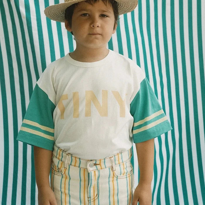 Детска памучна тениска Tinycottons STRIPES LOGO TEE