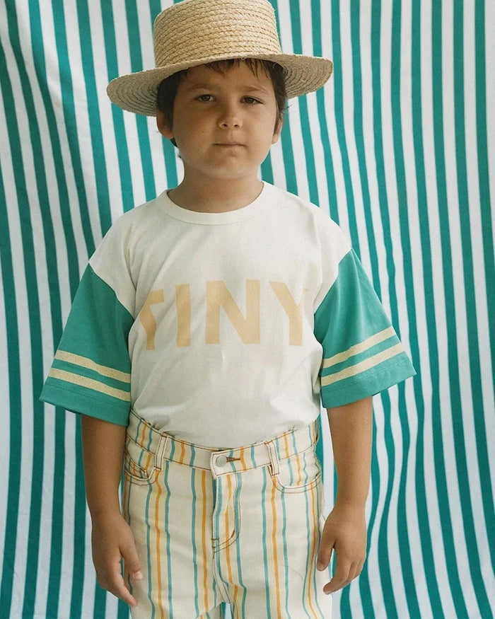 Детска памучна тениска Tinycottons STRIPES LOGO TEE