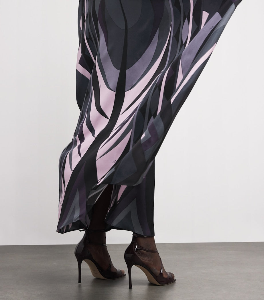 Pucci Black Silk Kaftan Maxi Dress
