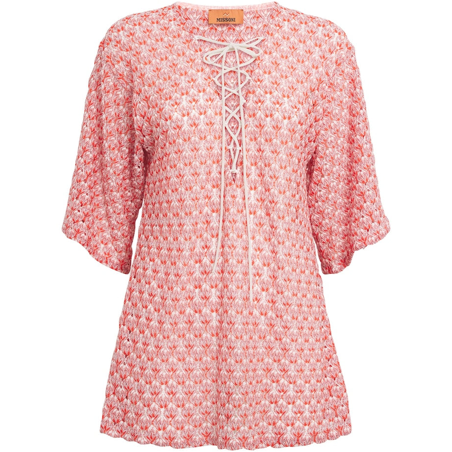 Metallic-Crochet Mini Dress