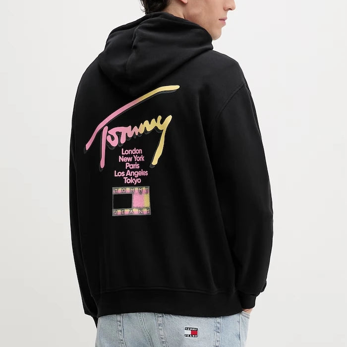 Tommy Jeans kapüşonlu erkek pamuklu sweatshirt